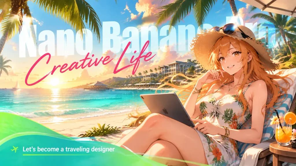 熱帶度假辦公動漫封面排版