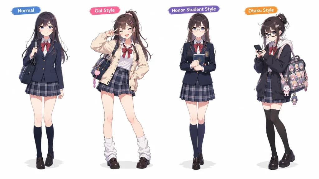 Anime School Uniform Fashion Variations Lineup
