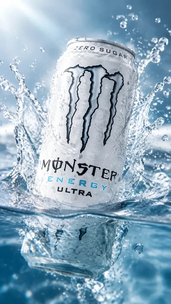 White Energy Drink Can Submerged in Water