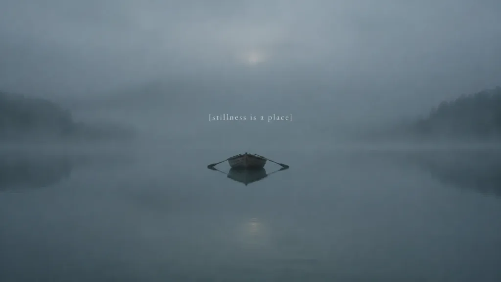 Minimalist Rowboat on Misty Lake
