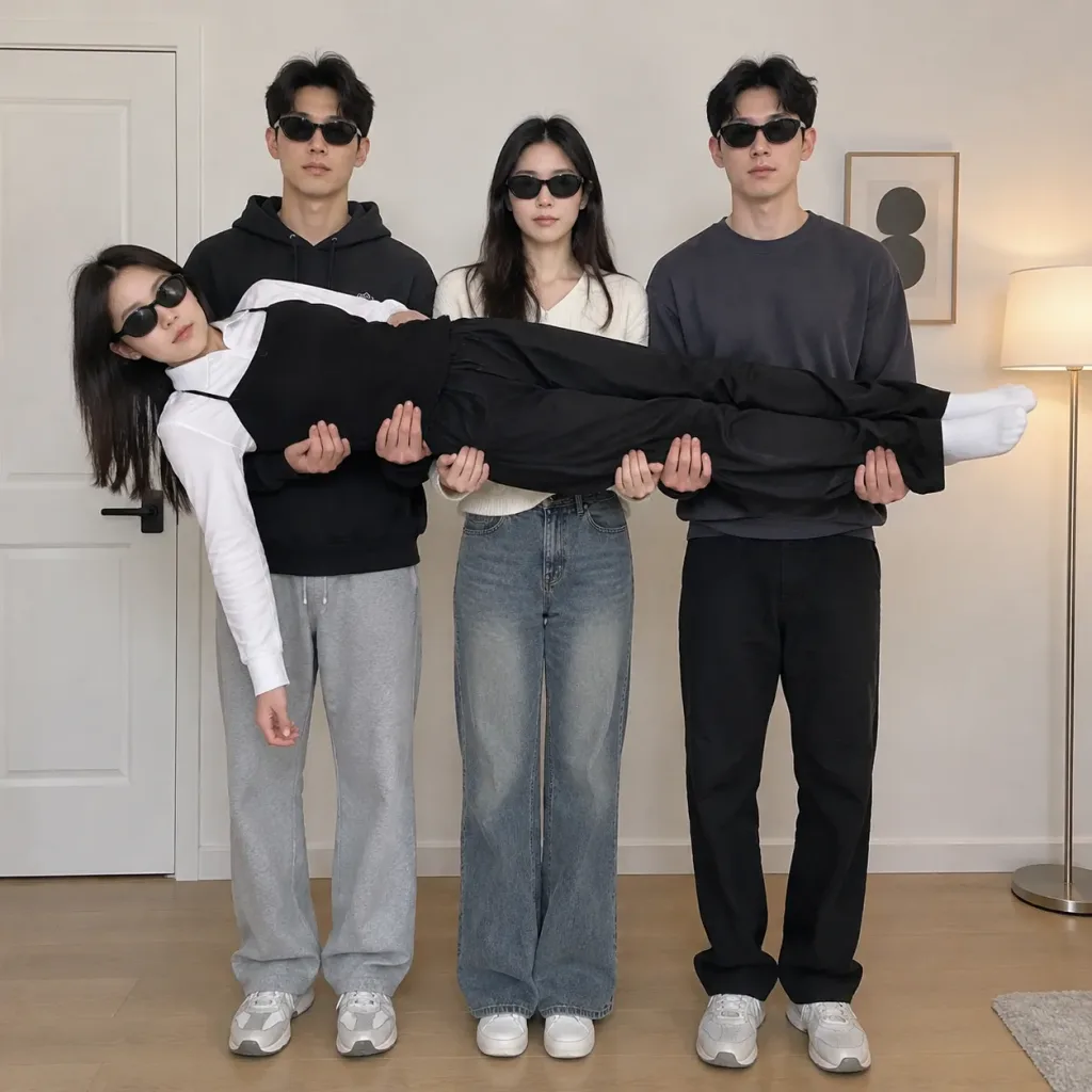 4人の真顔プランク風お姫様抱っこスナップ