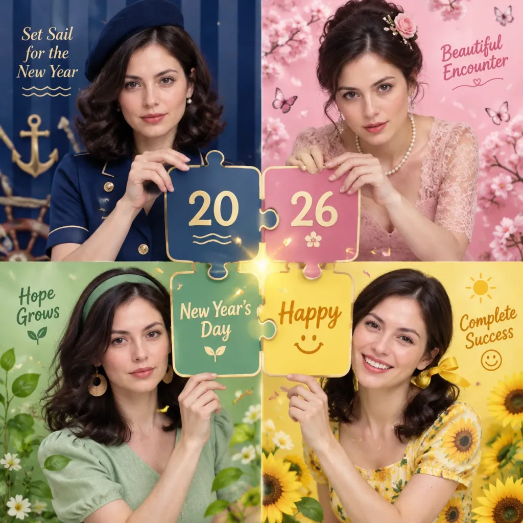 Four Panel New Year Puzzle Portrait