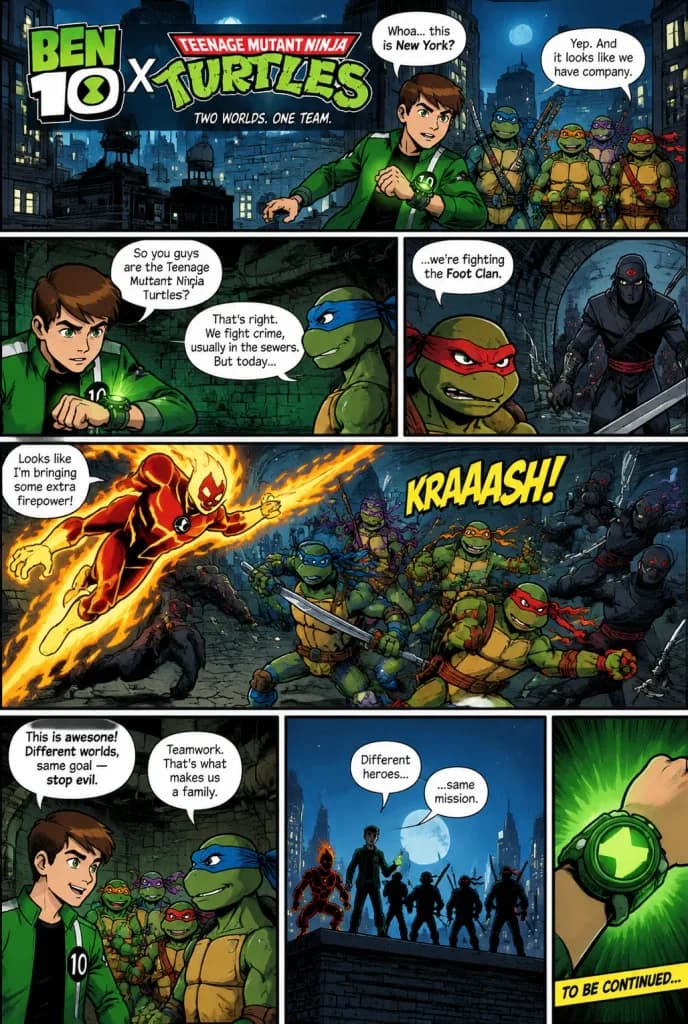 Crossover Comic Book Page Illustration