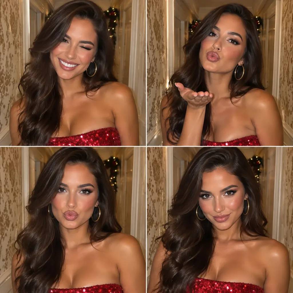 Glamour Selfie Grid in Sequined Dress