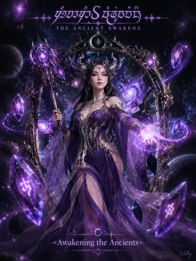Sorceress Emerging from Obsidian Mirror