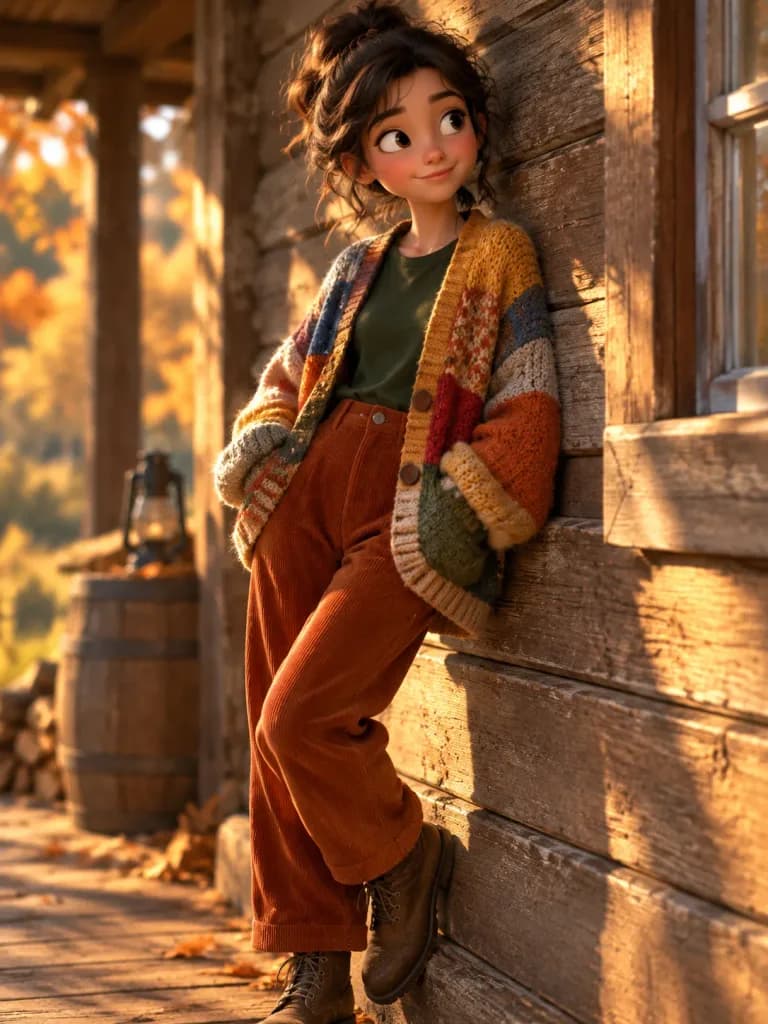 Cozy Autumn 3D Animated Girl