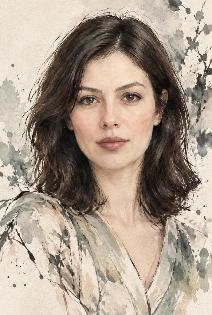 Ink and Watercolor Portrait Illustration