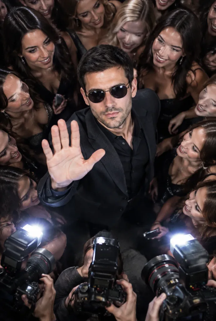 Celebrity Surrounded by Paparazzi Flash