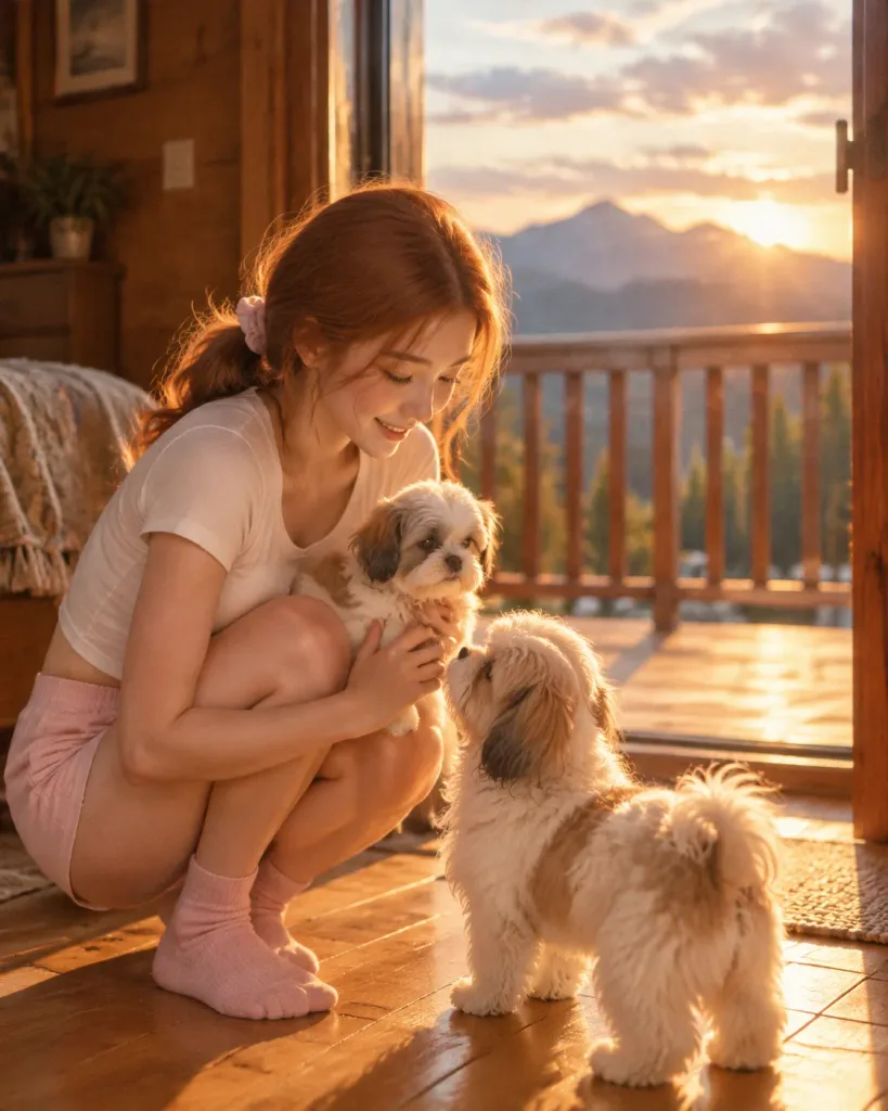 Golden Hour Cabin Pet Portrait