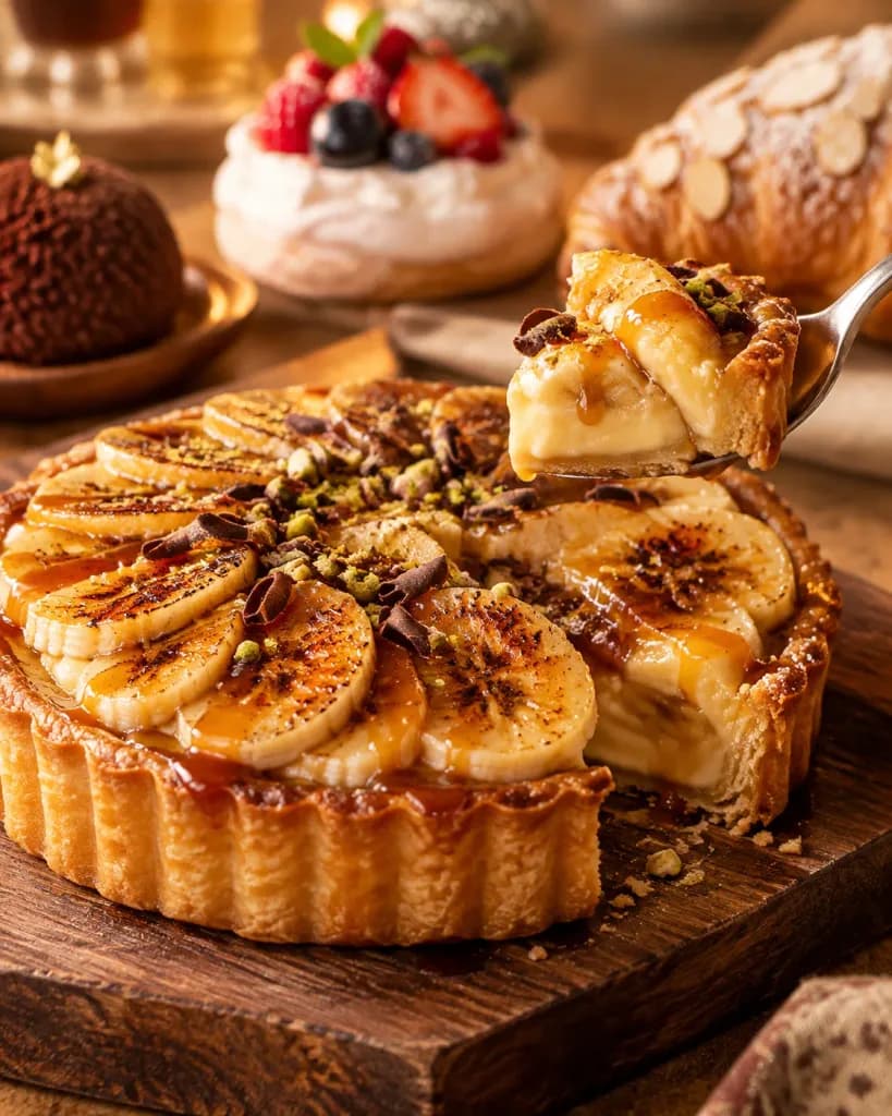 Fresh Banana Caramel Tart Photography