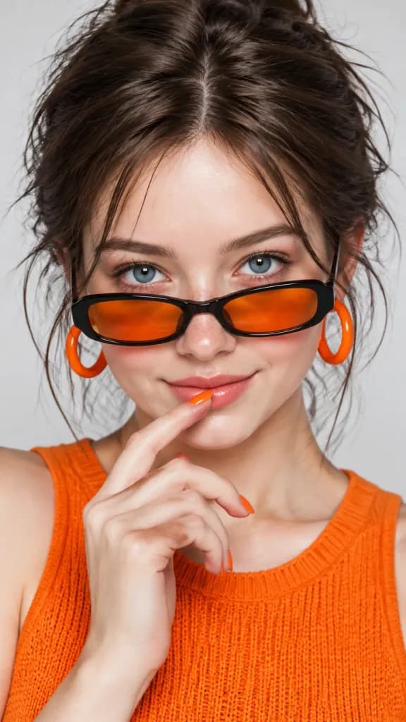 Editorial Studio Portrait with Orange Accents