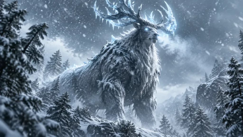 Towering Winter Beast in Blizzard