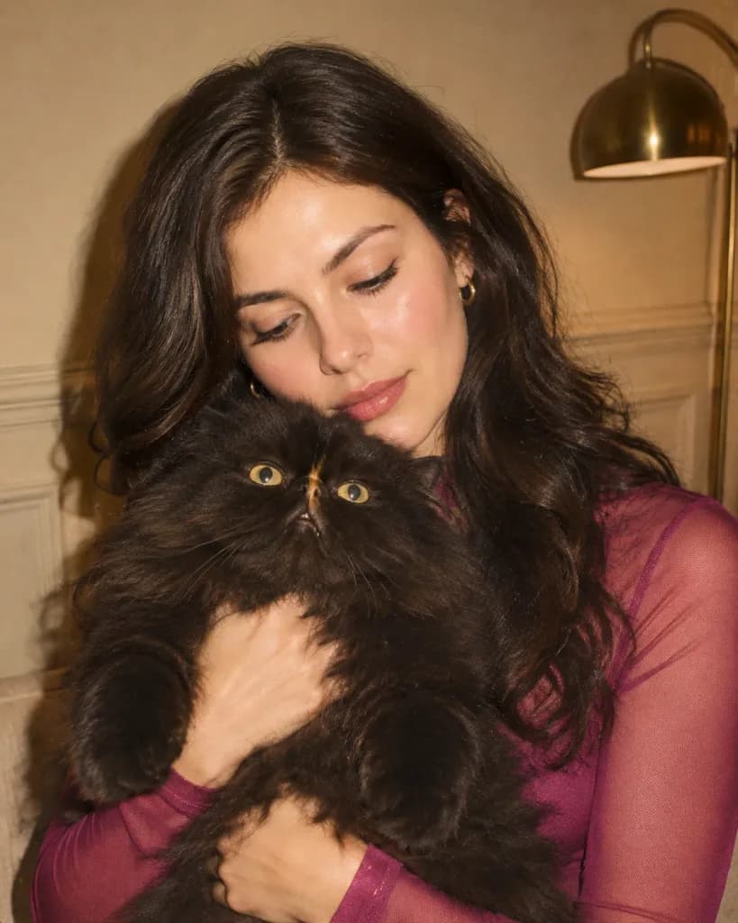 Flash Fashion Portrait with Grumpy Persian Cat
