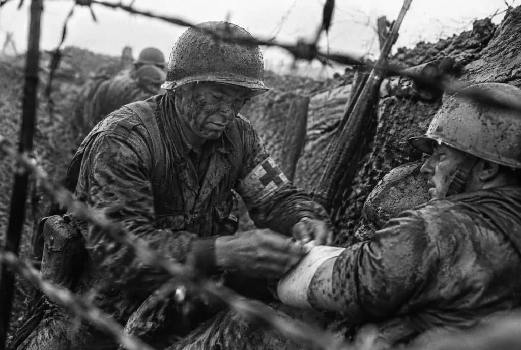 Vintage War Photojournalism Documentary Scene