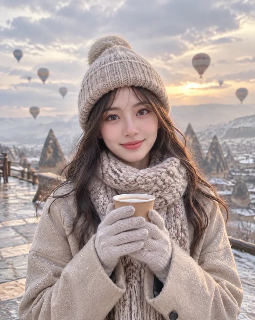 Winter Travel Portrait in Cappadocia