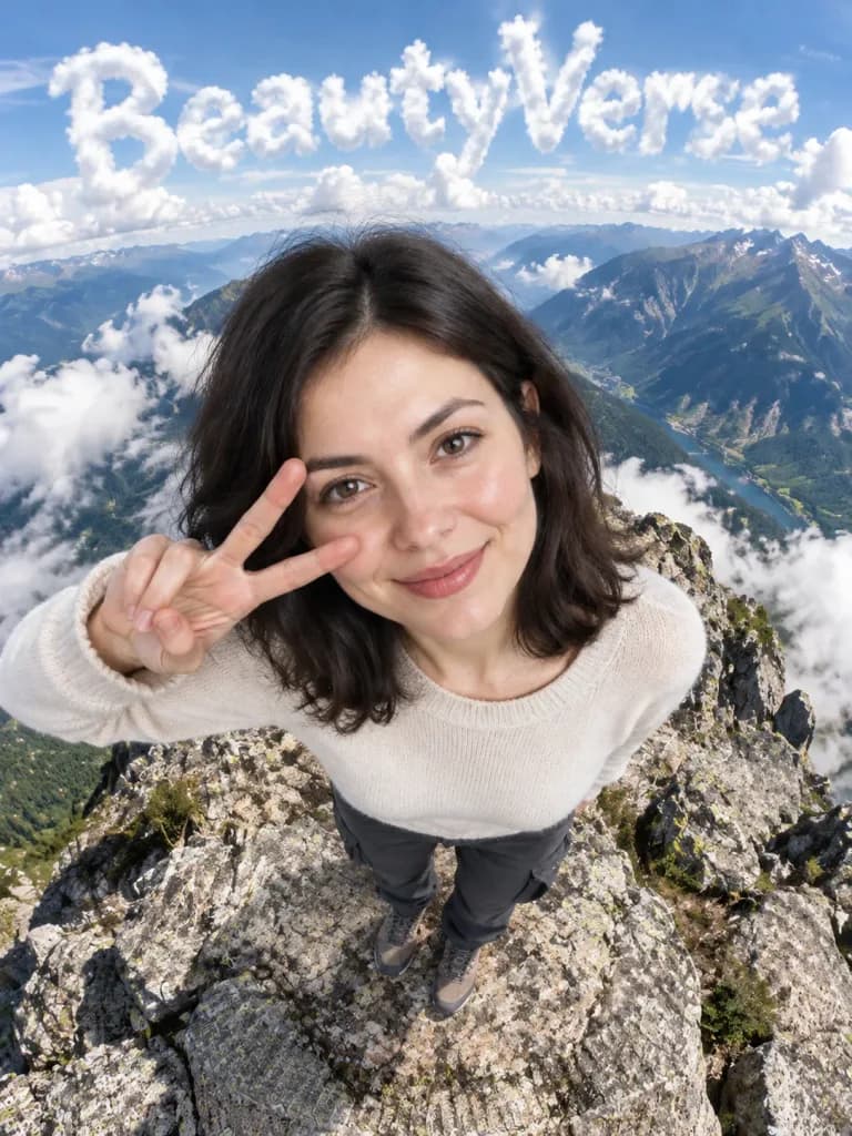 山頂からの俯瞰雲文字ポートレート