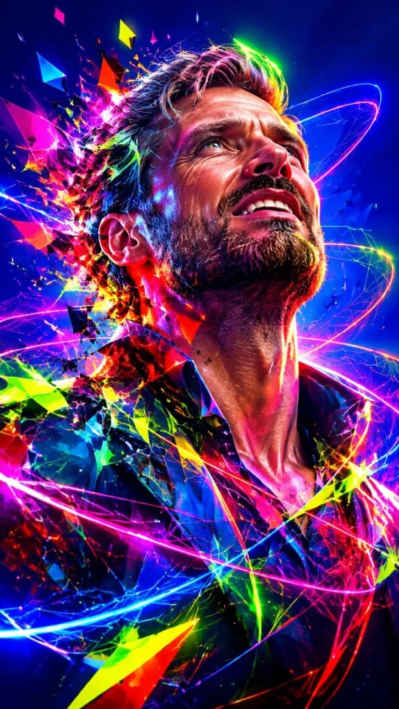 Euphoric Cyberpunk Neon Digital Portrait