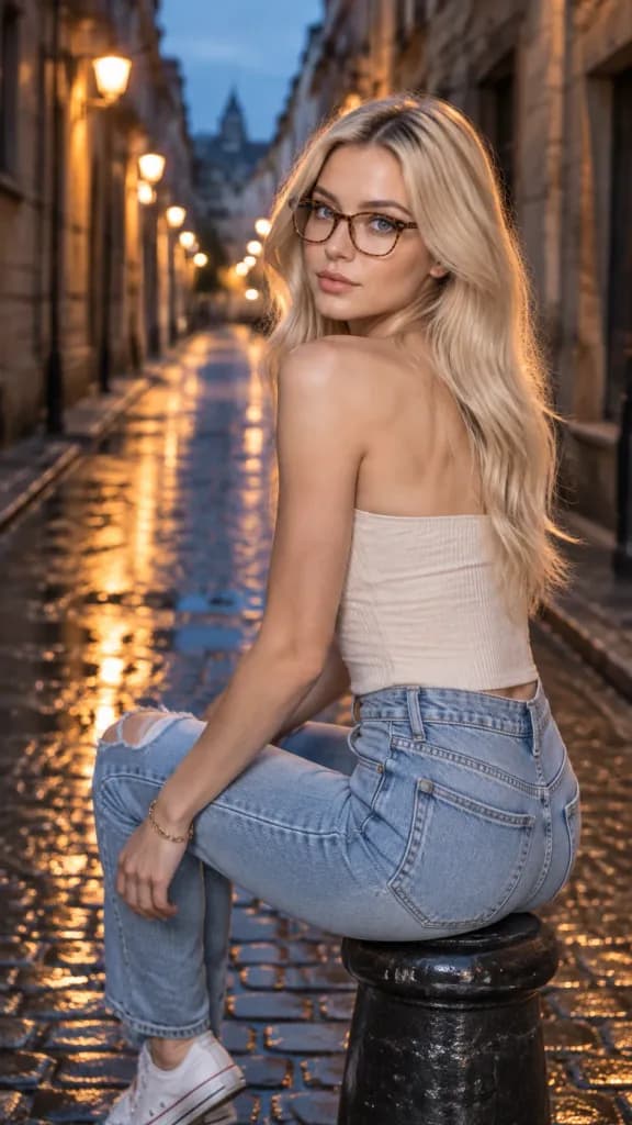 Twilight Portrait in a European Alley