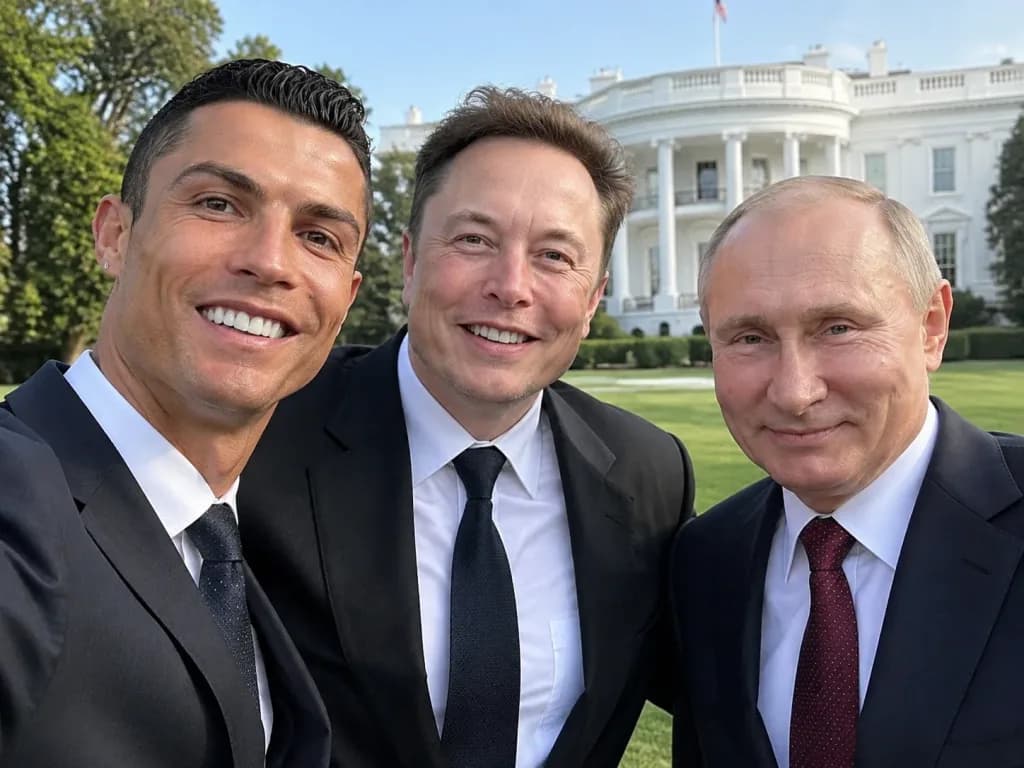 Ronaldo Selfie with Musk and Putin