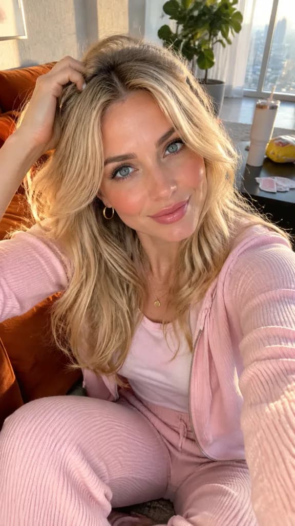 Golden Hour Lounge Selfie Portrait