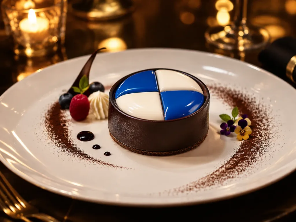 Luxury Plated Brand Logo Mousse Cake