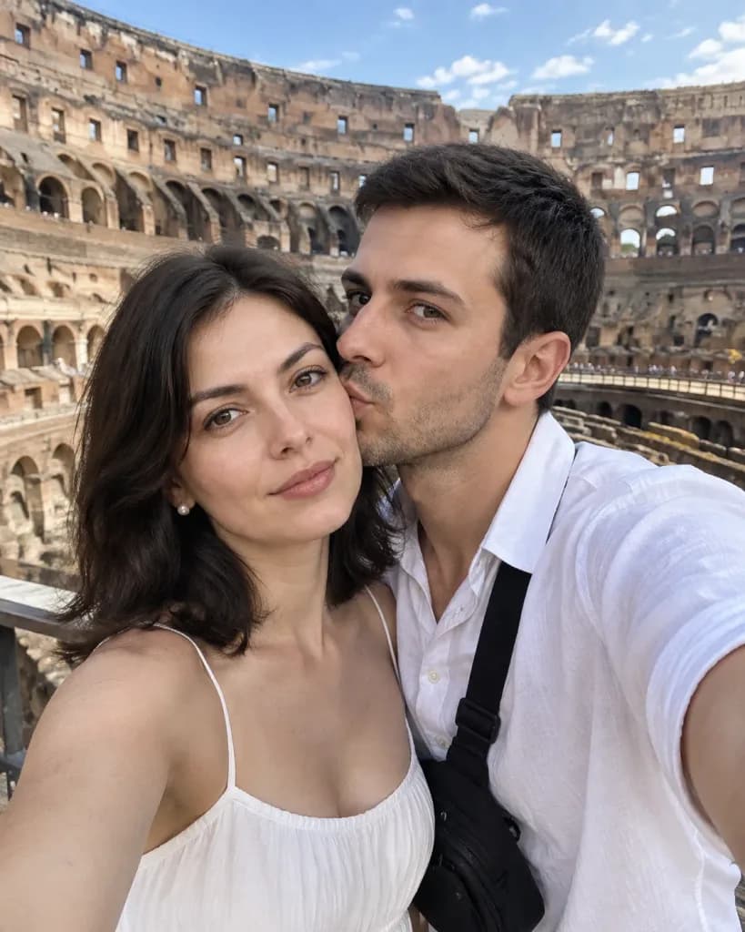 Selfie de Casal no Coliseu de Roma