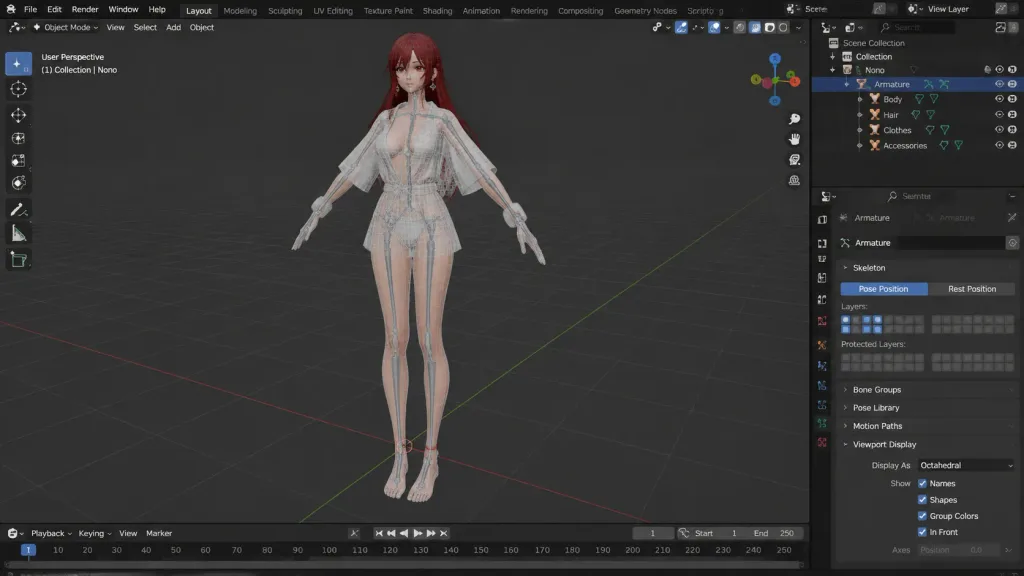 Blender Viewport Wireframe and Armature
