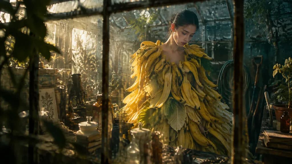 Surreal Banana Peel Haute Couture Portrait