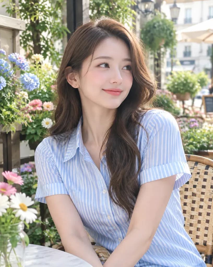 Woman at Outdoor Garden Café