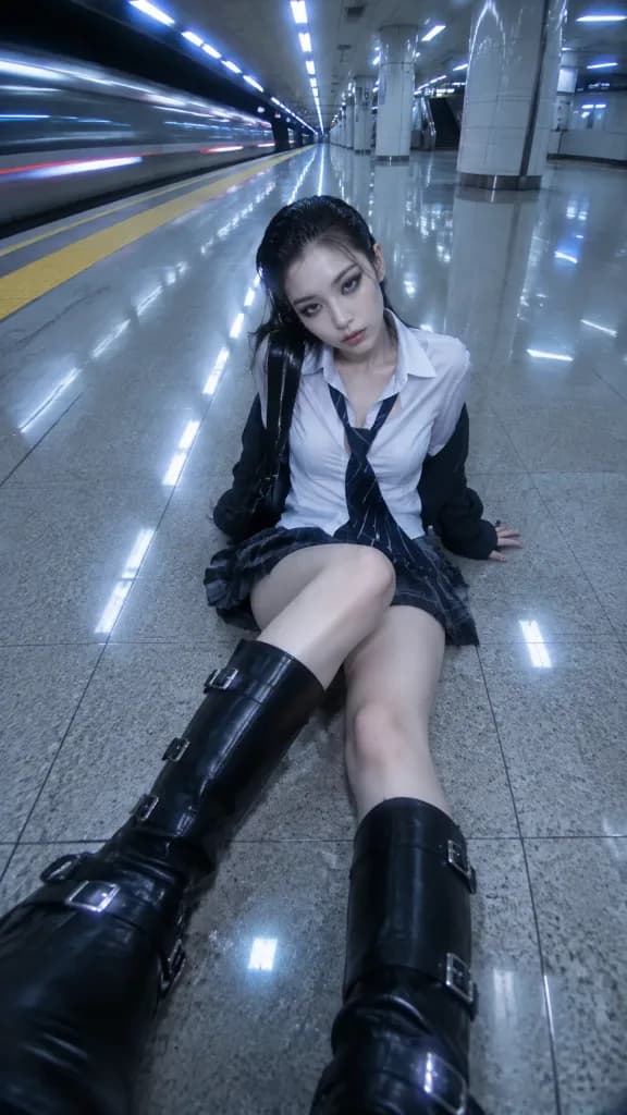 지하철역 광각 감성 인물 사진