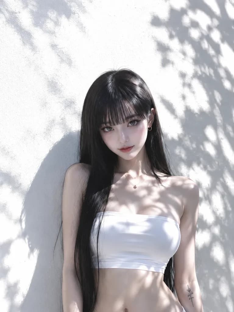 High-Contrast Japanese Woman Studio Portrait