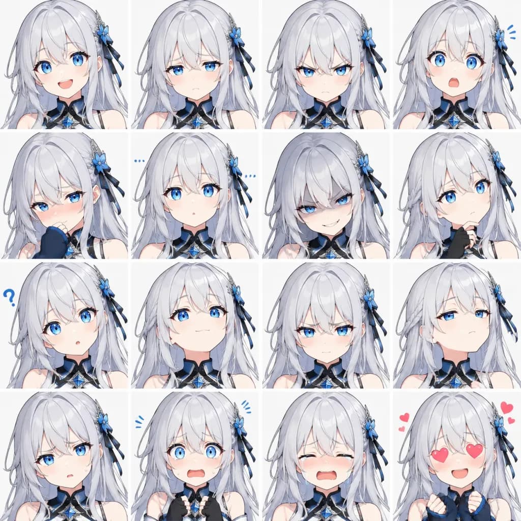 アニメ少女の16分割表情シート
