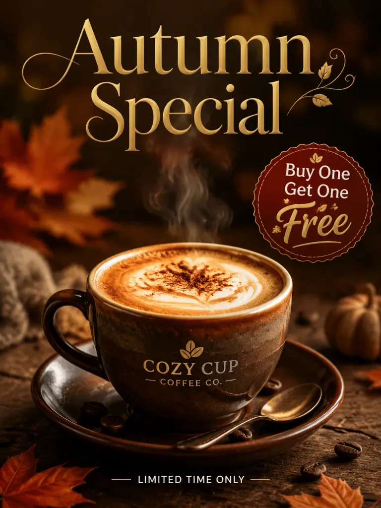 Autumn Special Coffee Shop Promotional Poster
