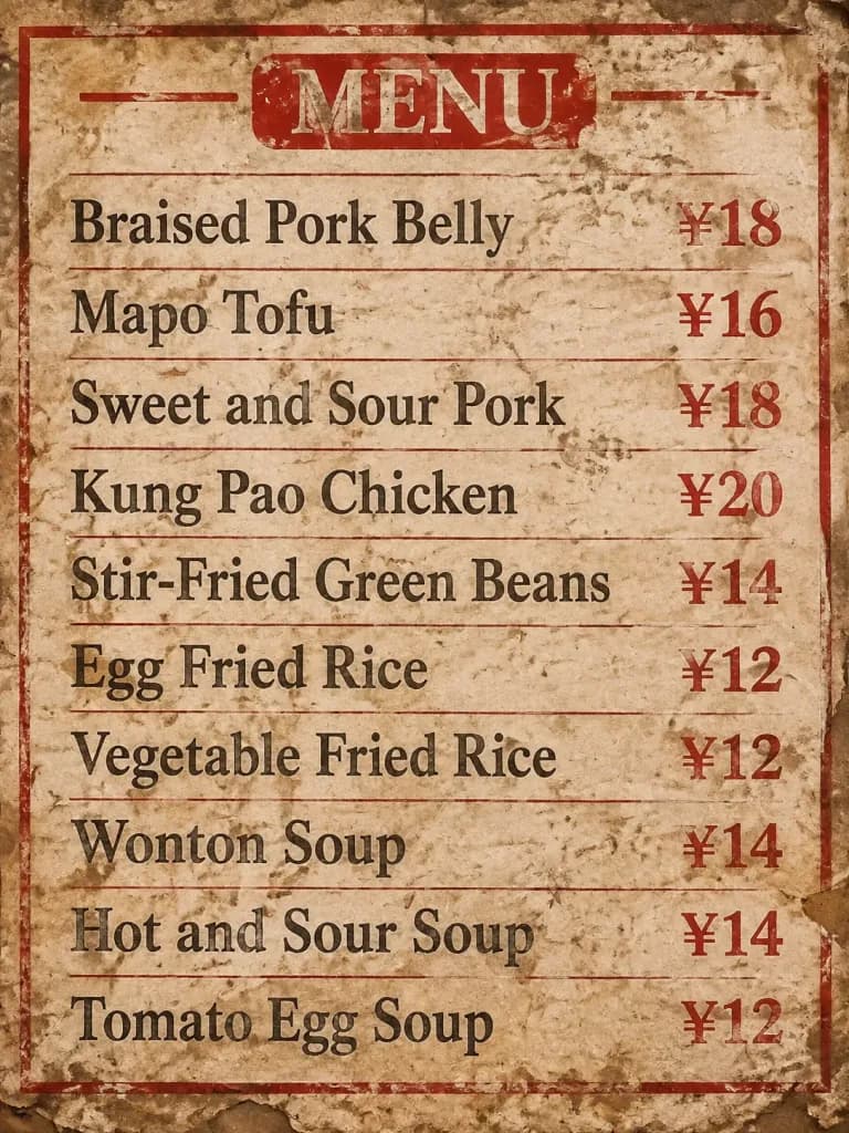 Wall Menu Text Translation